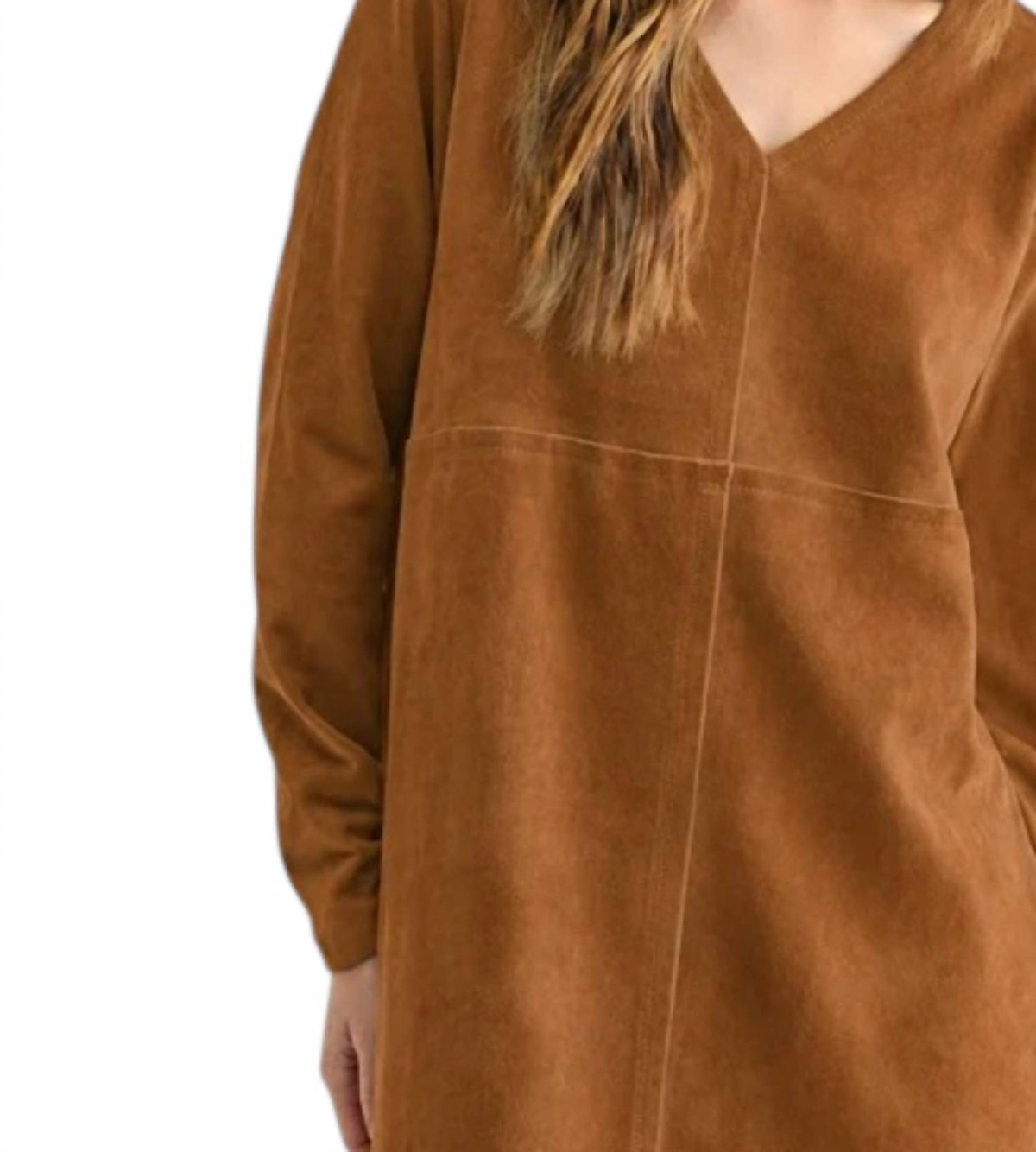Joh - Aurora Suede Long Sleeve V Neck Dress