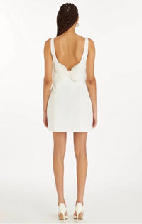 Amanda Uprichard Maribel Sleeveless Mini Bow Back Dress in white - women's dress - detail view