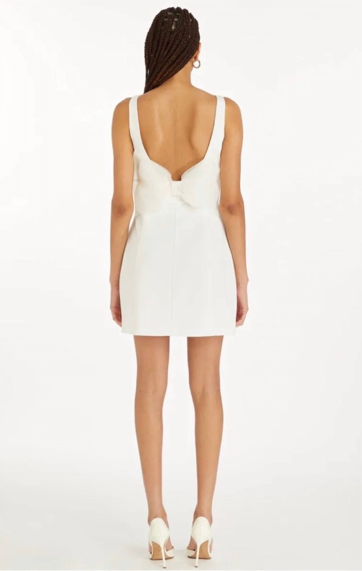 Amanda Uprichard Maribel Sleeveless Mini Bow Back Dress in white - women's dress - detail view