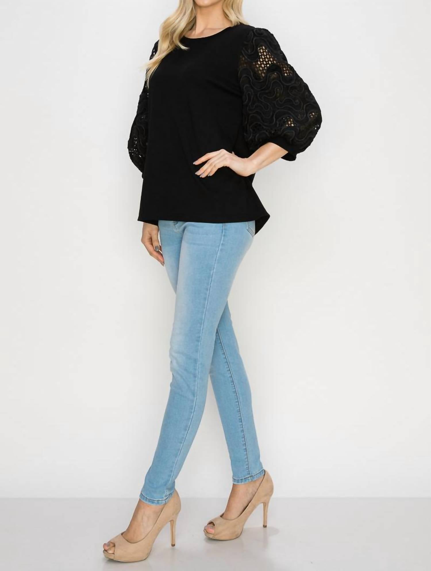 Joh - Pointe Knit Top with Lace
