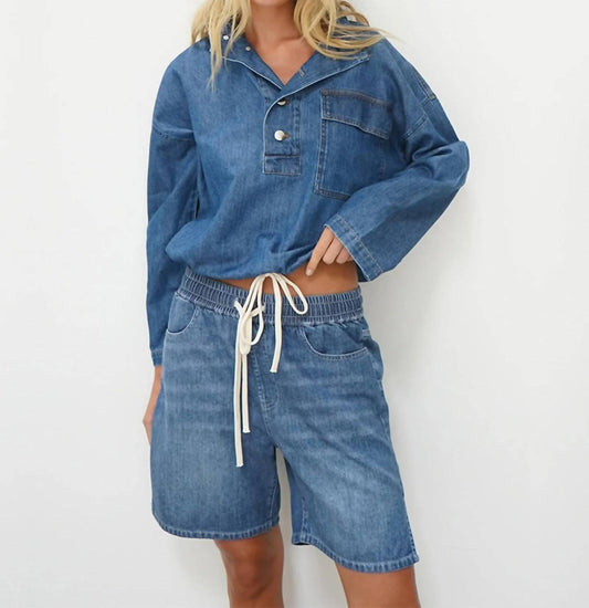 Lna - Drawstring Long Sleeve Top