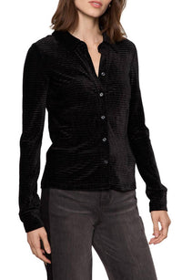Sanctuary Fitted button down in black - women's long sleeve top