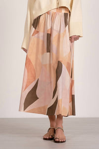 Elan - Desert Skies Elastic Waist Midi Skirt