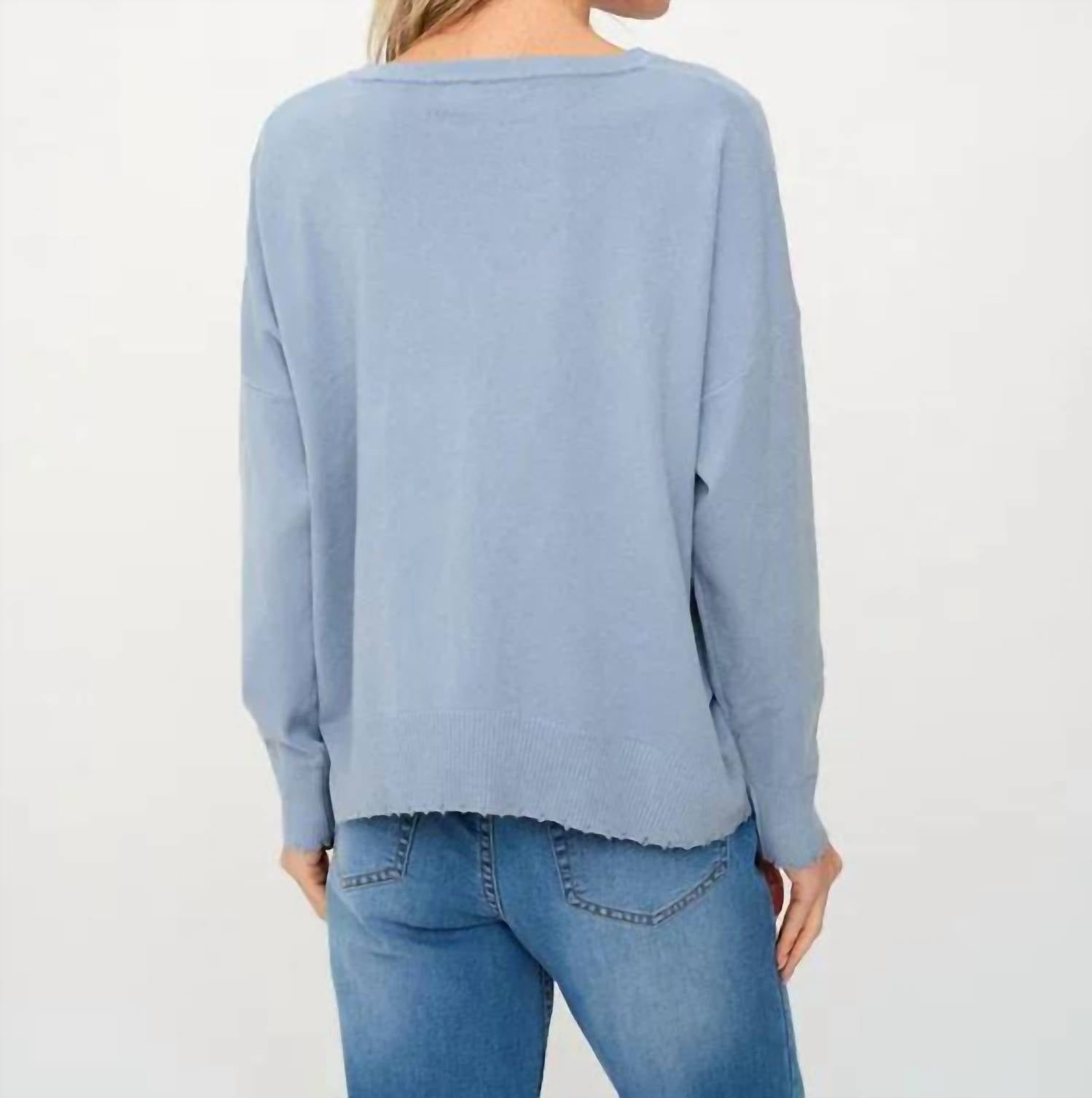 Six/Fifty - Angii Frayed Crew Sweater
