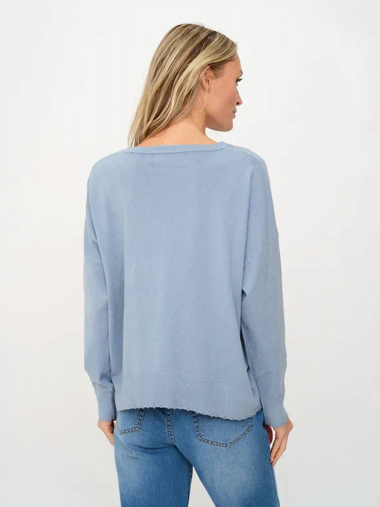 Six/Fifty - Angii Frayed Crew Sweater