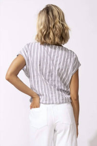 Escape By Habitat - Seaport Stripe Tie Front Pullover Top