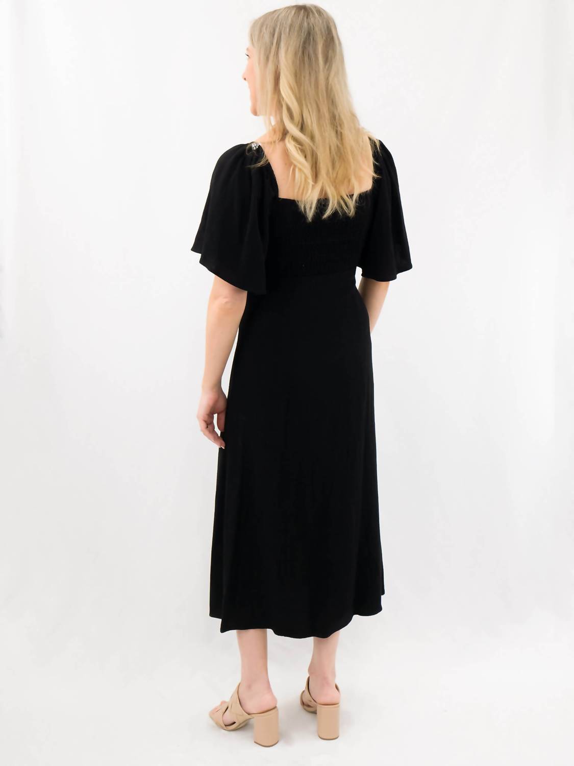 Love Is All Cutout Flutter Sleeve Corset Dress in black - women's dress - alternate view