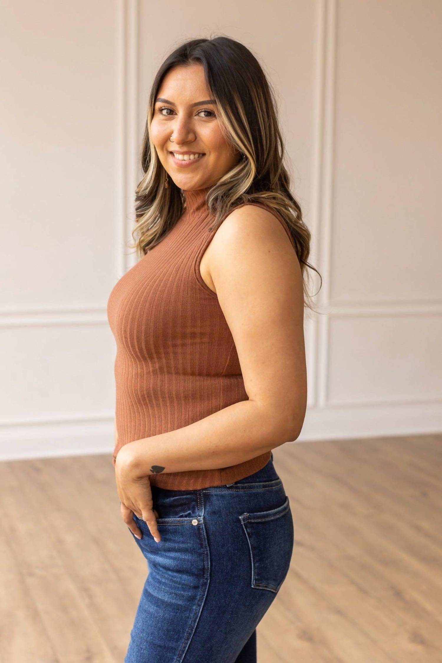 Grace + Emma - The Portia Sleeveless Turtleneck Top