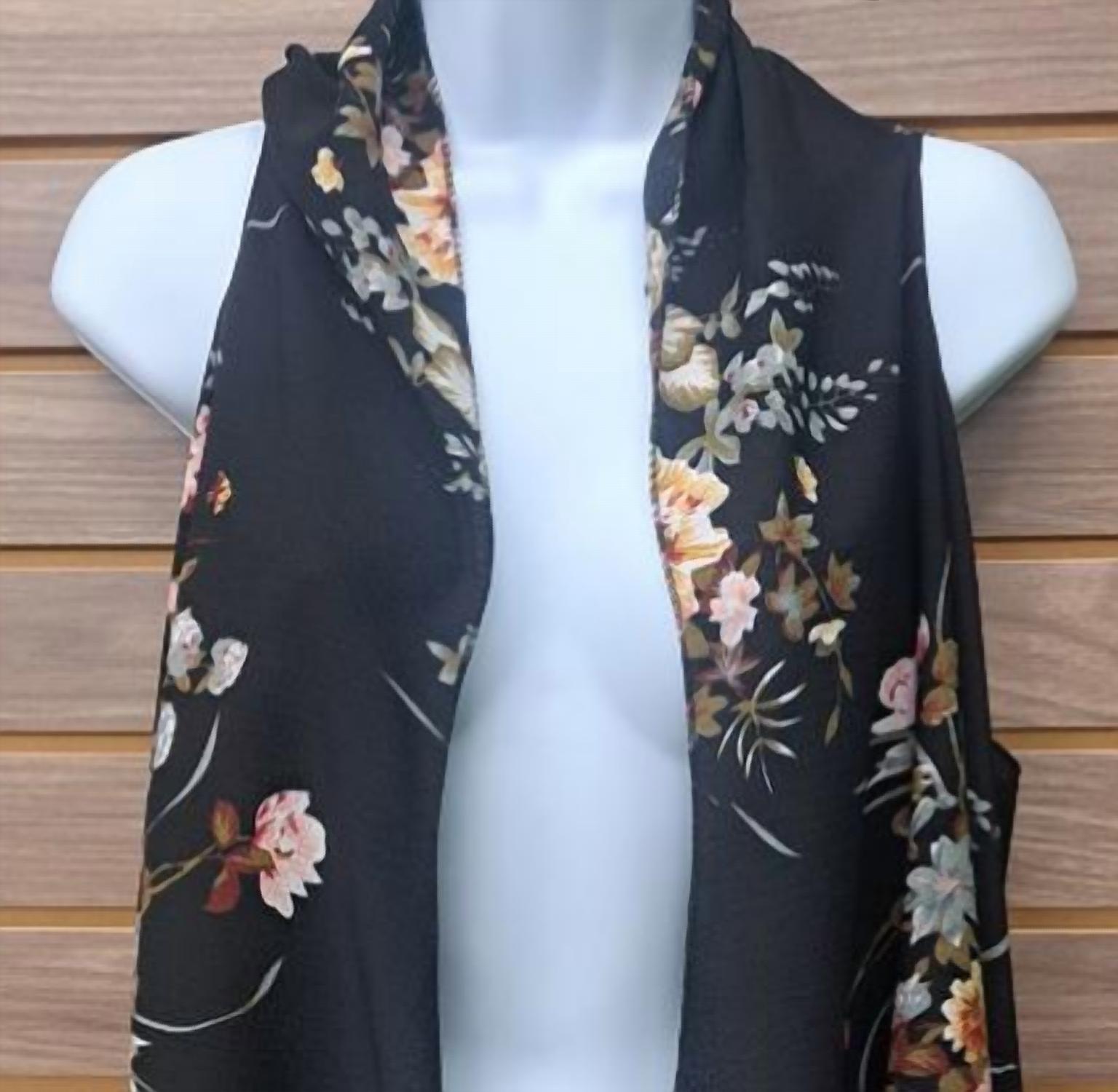 L.I.B. New York - Women's Long Flowy Floral Open Vest