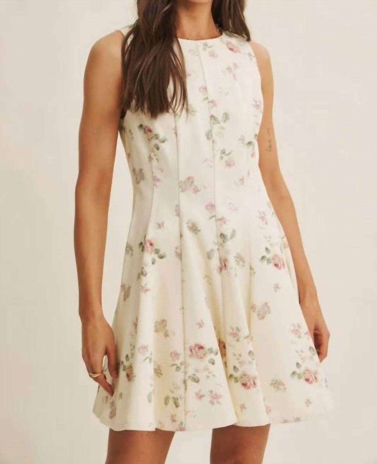 In February - English Rose Fit & Flare Cotton Mini Dress