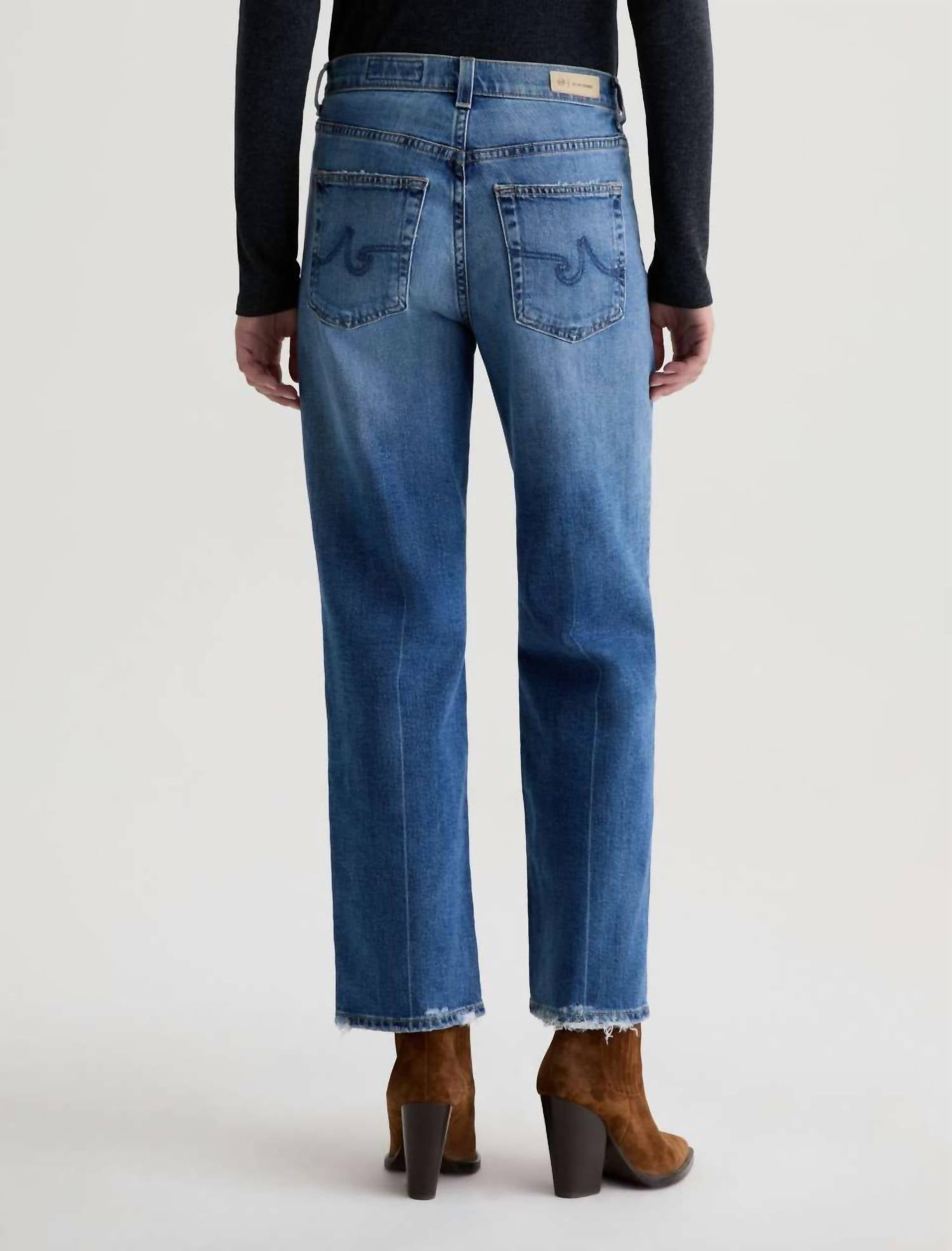 AG Jeans Brinley Mid Rise Straight Jean in 17 years mystery - women's jeans - alternate view