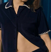 Z Supply Miles Loop Terry Shirt in eclipse - women's t-shirt - detail view
