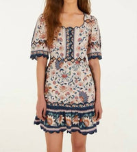 Farm Rio - Delhi Tapestry Scallop Cut-out Mini Dress