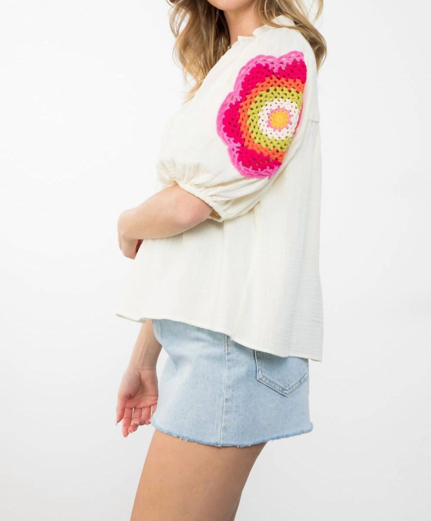 Thml - Brandi Crochet Sleeve Top