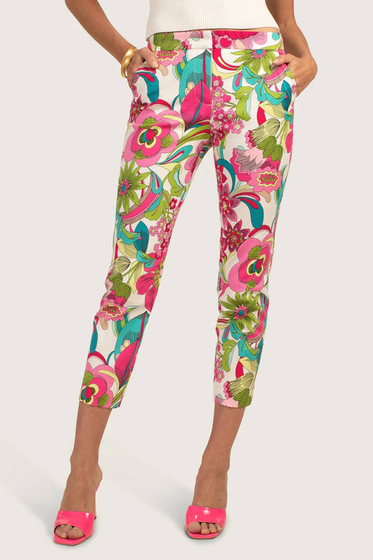 Pine Apparel - Fab Floral Print Super Stretch Ankle Pants