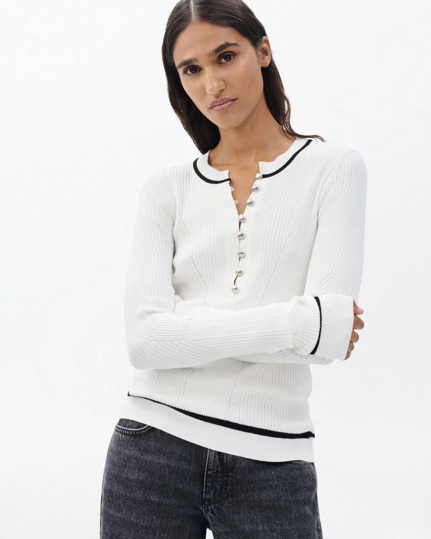 Rag & Bone - Kassy Ribbed Henley Top