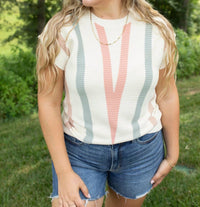 AnnieWear Earthy Stripes Sweater Top in multi - women's blouse - view 4