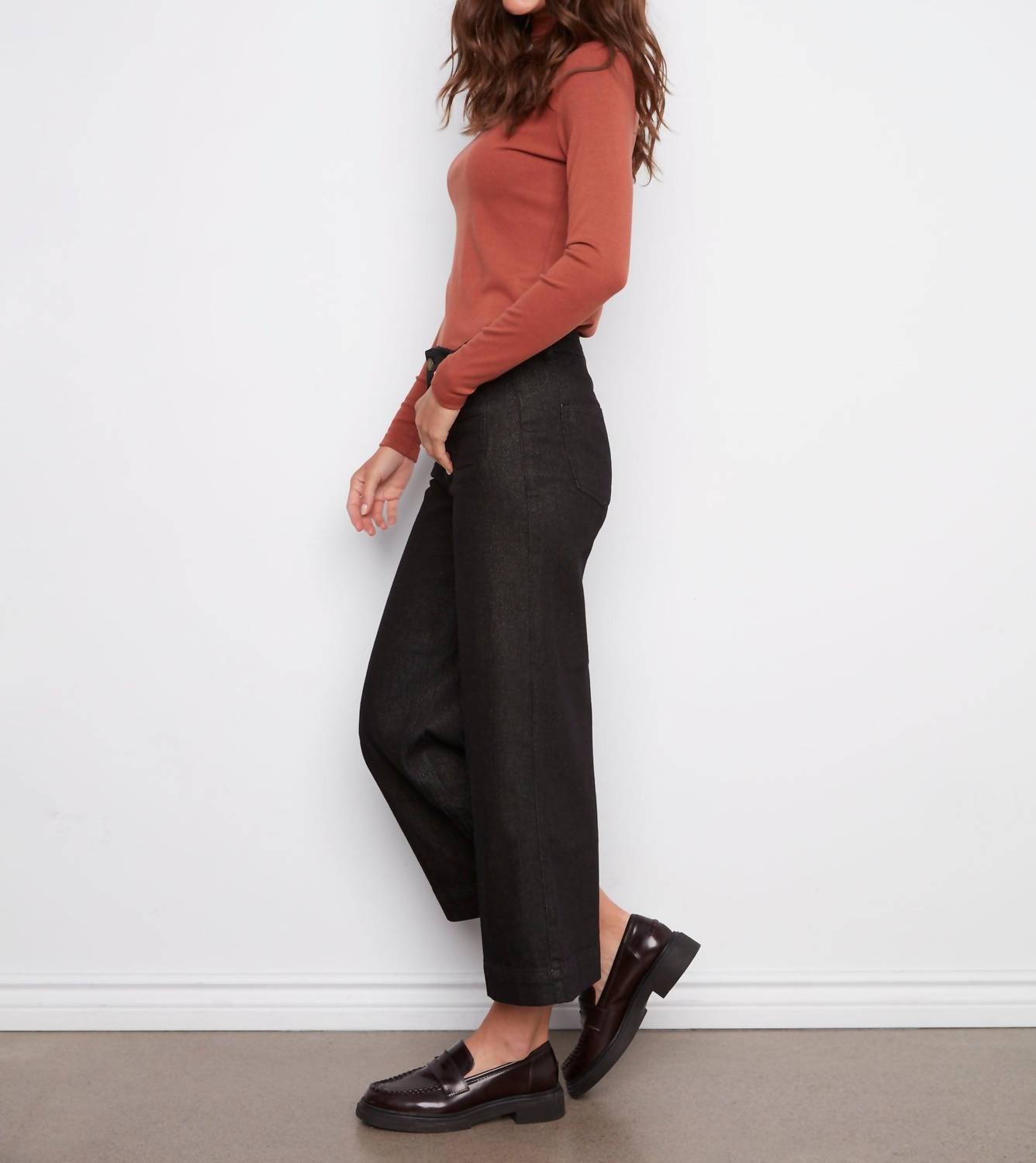 Charlie B - Women's Cropped Flare Lurex Pant