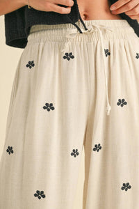 Miou Muse - Embroidered Linen Pants