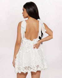 Klesis - 3d Butterfly Applique Tie Shoulder Dress