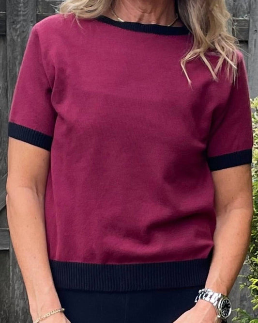 Brand Bazar - Bendel Short Sleeve Ringer Sweater