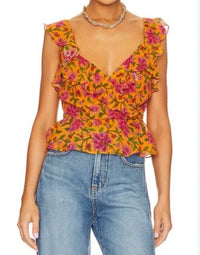 Veronica Beard - Randa Ruffle Floral Silk Top