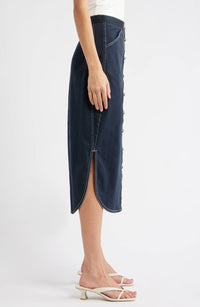 LOVE THE LABEL Apolline Midi Skirt in pagent blue 1 - women's skirt - alternate view