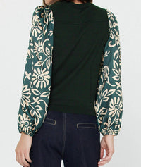 Current Air - Mandarin Collar Combo Sweater Top