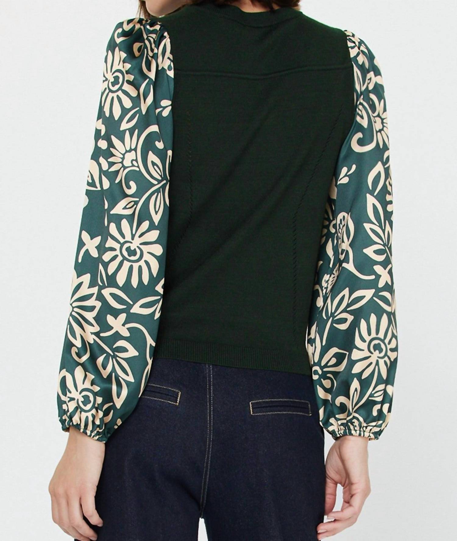 Current Air - Mandarin Collar Combo Sweater Top
