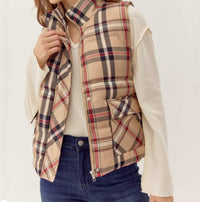 Jodifl - Plaid Check Print Padded Vest