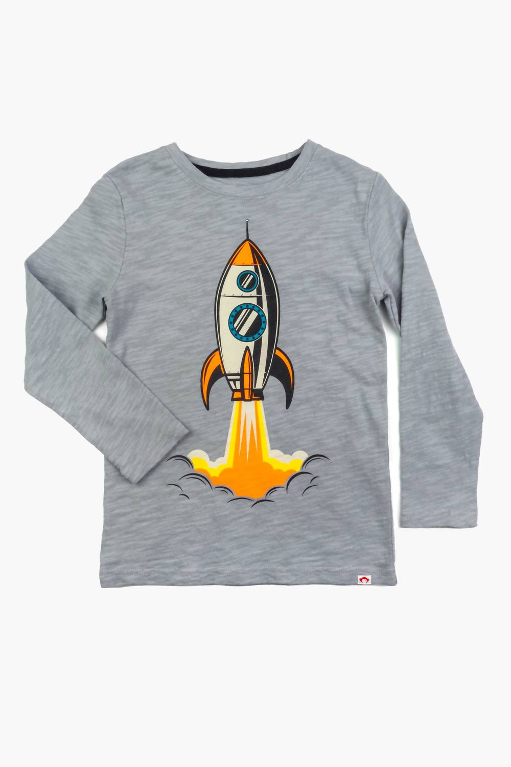 Appaman Blast Off Long Sleeved Tee in light grey - kids' shirt - alternate view