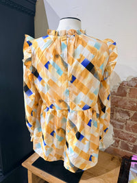 Jodifl - Women's Checked Ruffle Top