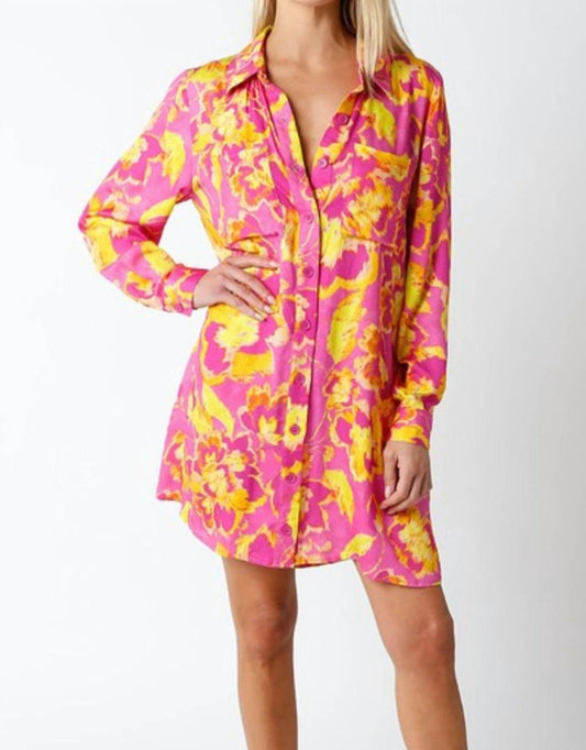 Olivaceous - Floral Shirt Dress