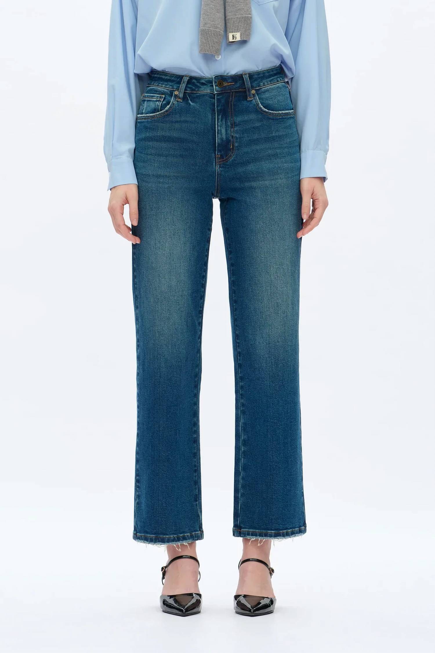 Bayeas - High Rise Straight Leg Jeans