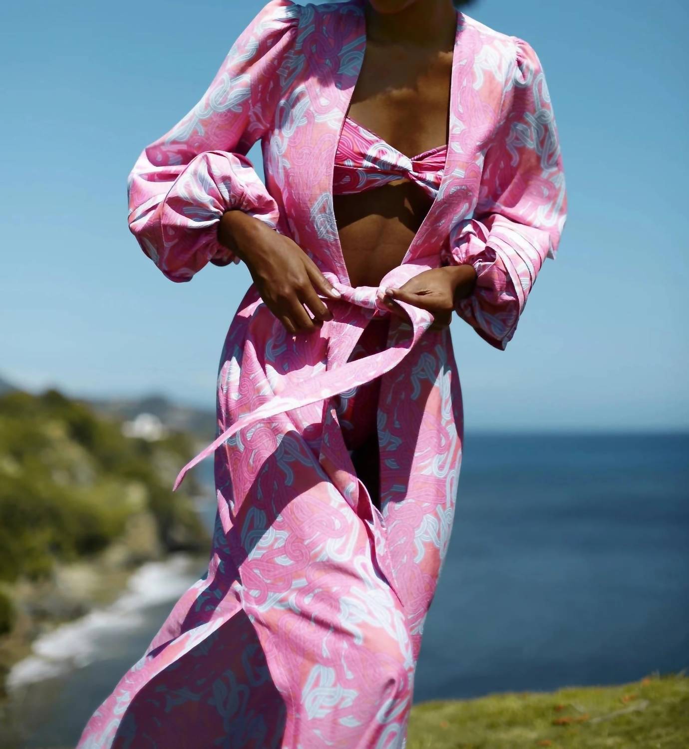 No Pise La Grama Women's El Faro Caftan in marine chains - women's swimwear