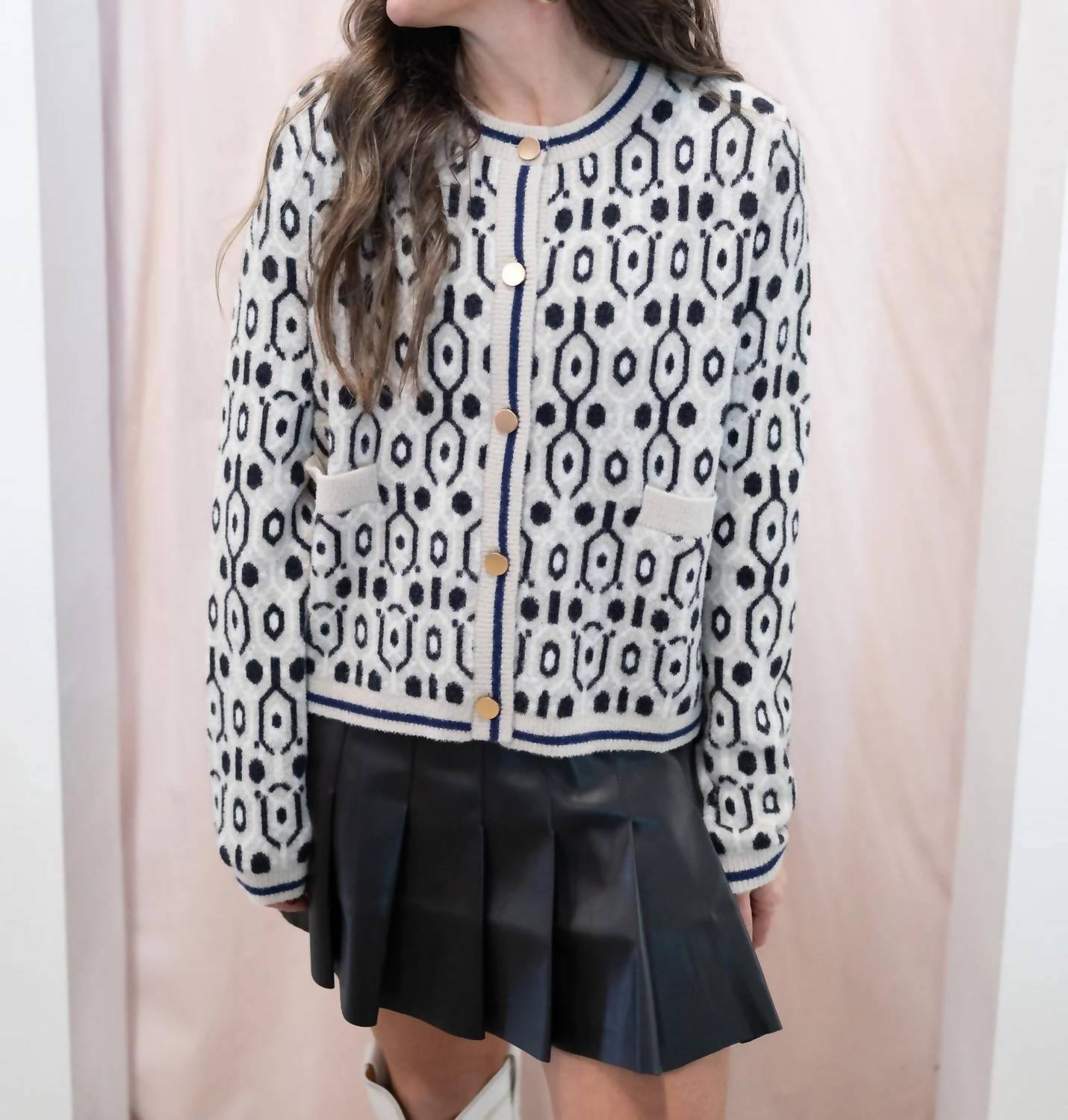 Thml - Geometric Pattern Knit Cardigan