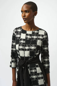 Joseph Ribkoff - Jacquard Sweater Plaid Print Sheath Dress