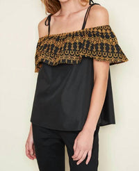 Hayden La - Embroidered Off The Shoulder Cropped Top