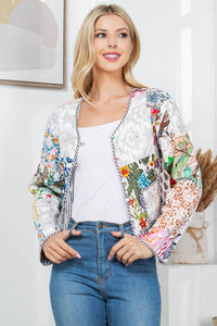 La Soul - Floral Print Quilted Patch Cotton Jacket