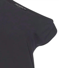 GOOD AMERICAN Women's Stretch Jersey Asymmetric Top in black - women's t-shirt - detail view