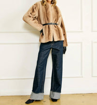 Line And Dot - City Faux Fur Long Sleeve Jacket