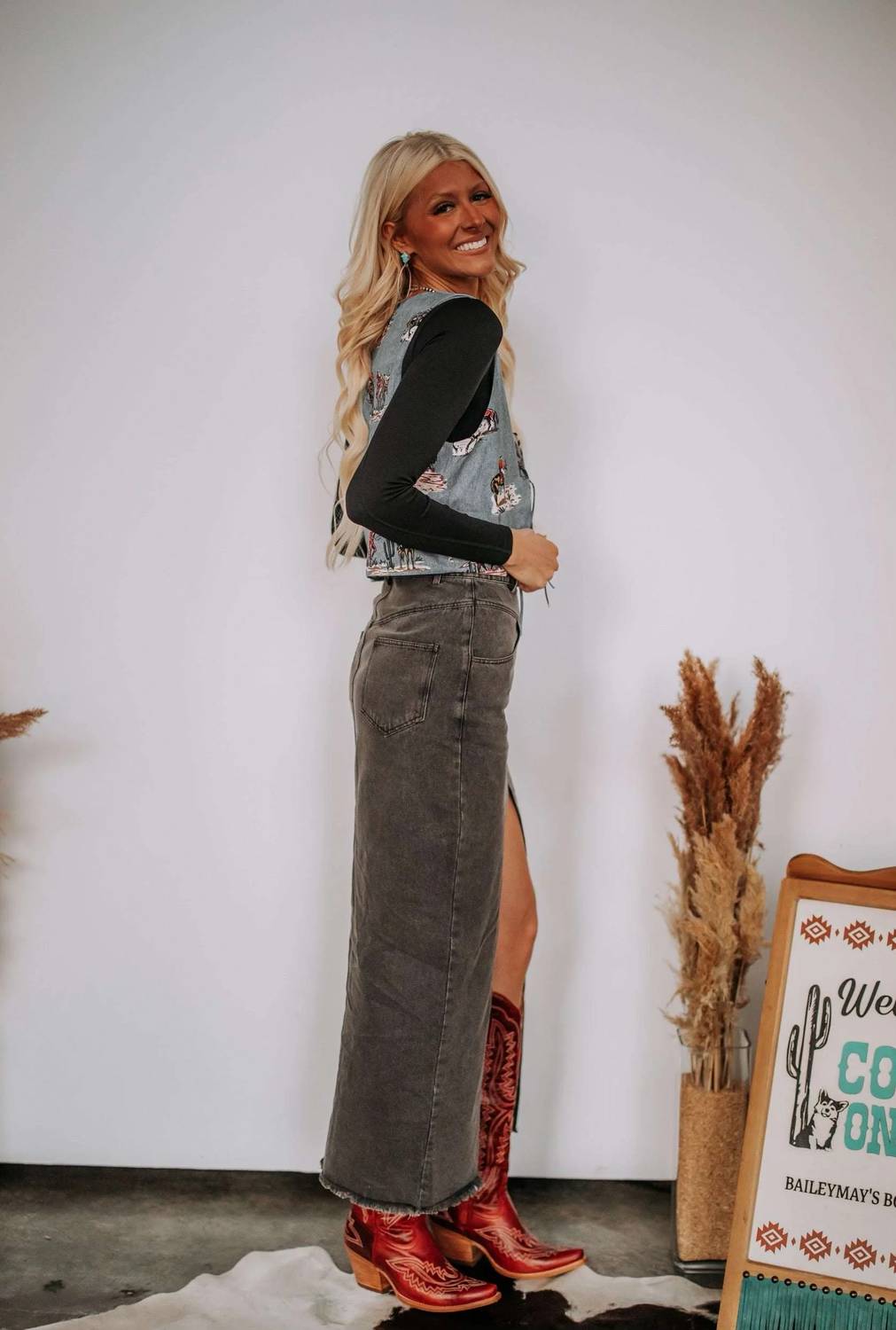 Pretty Garbage - Women's Denim Maxi Skirt