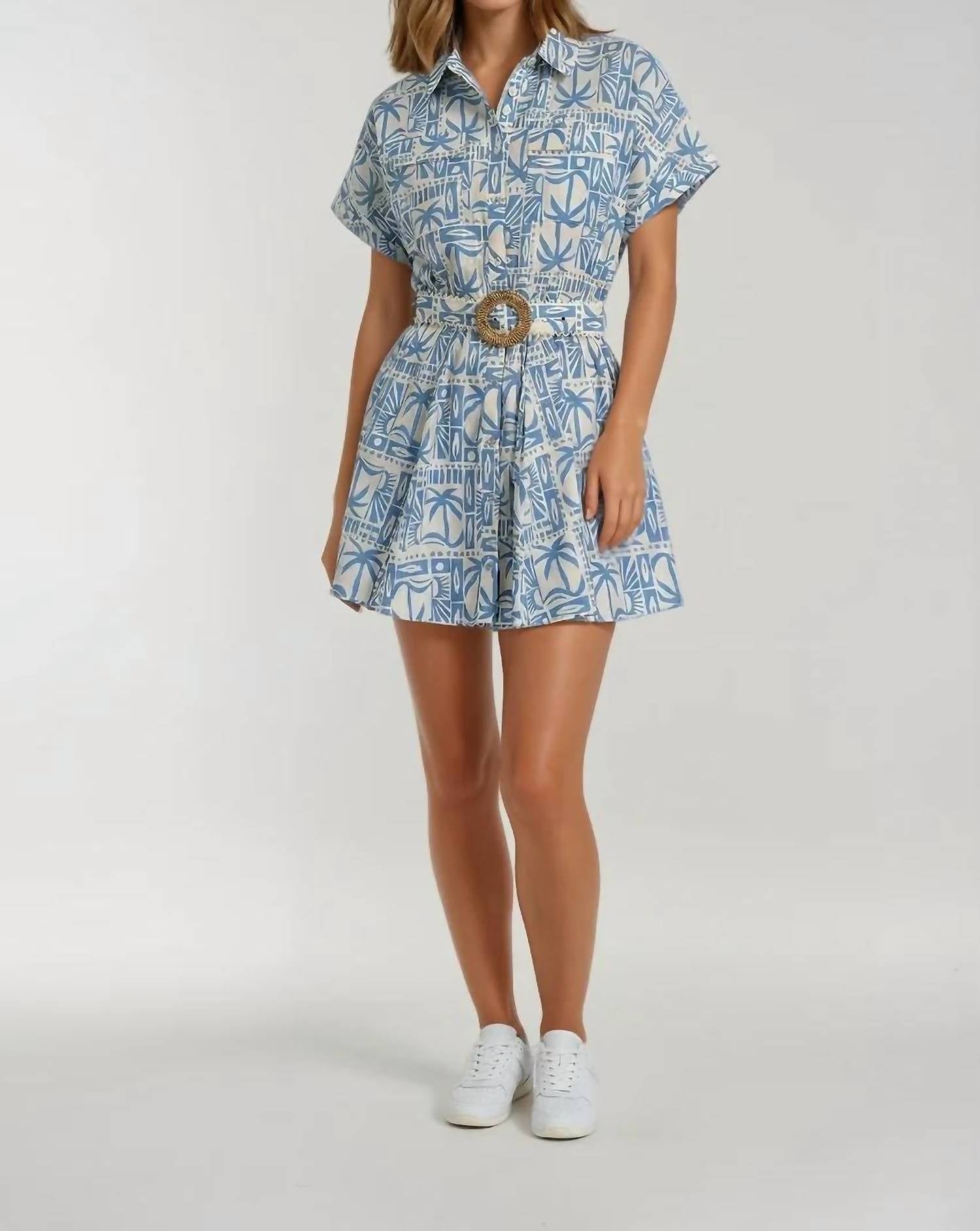Sincerely Ours - Coastal Postcard Belted Mini Dress