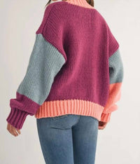 Klesis - Color Block Knit Sweater Top