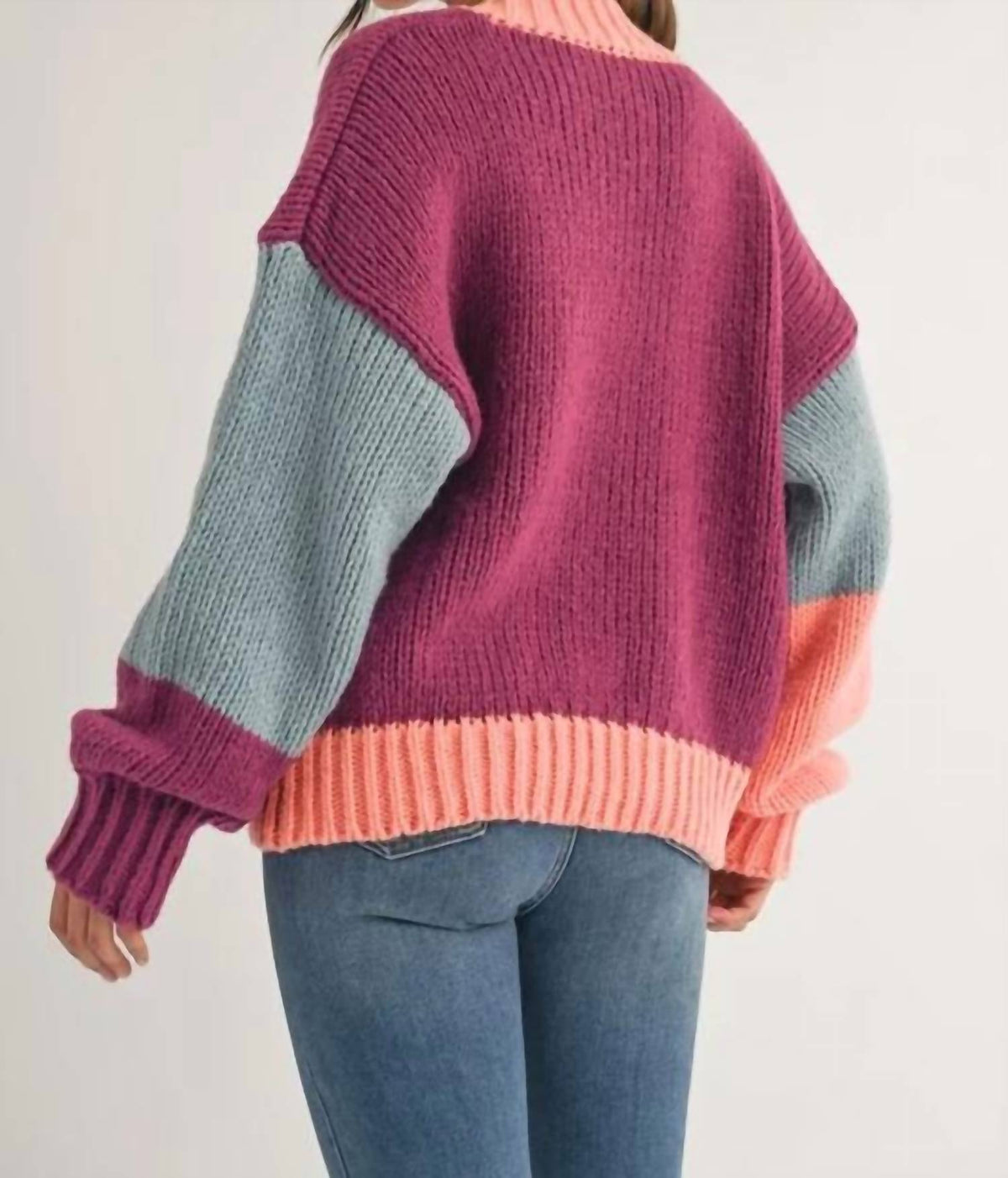 Klesis - Color Block Knit Sweater Top