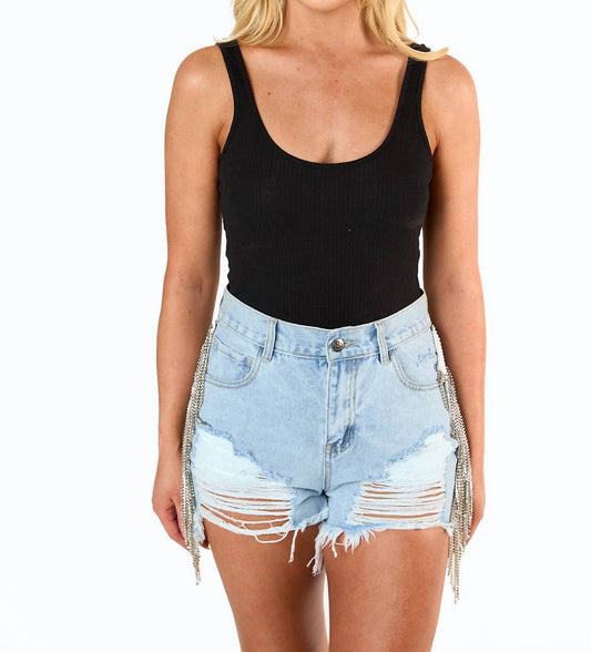 Buddylove - Raven Rhinestone Denim Shorts