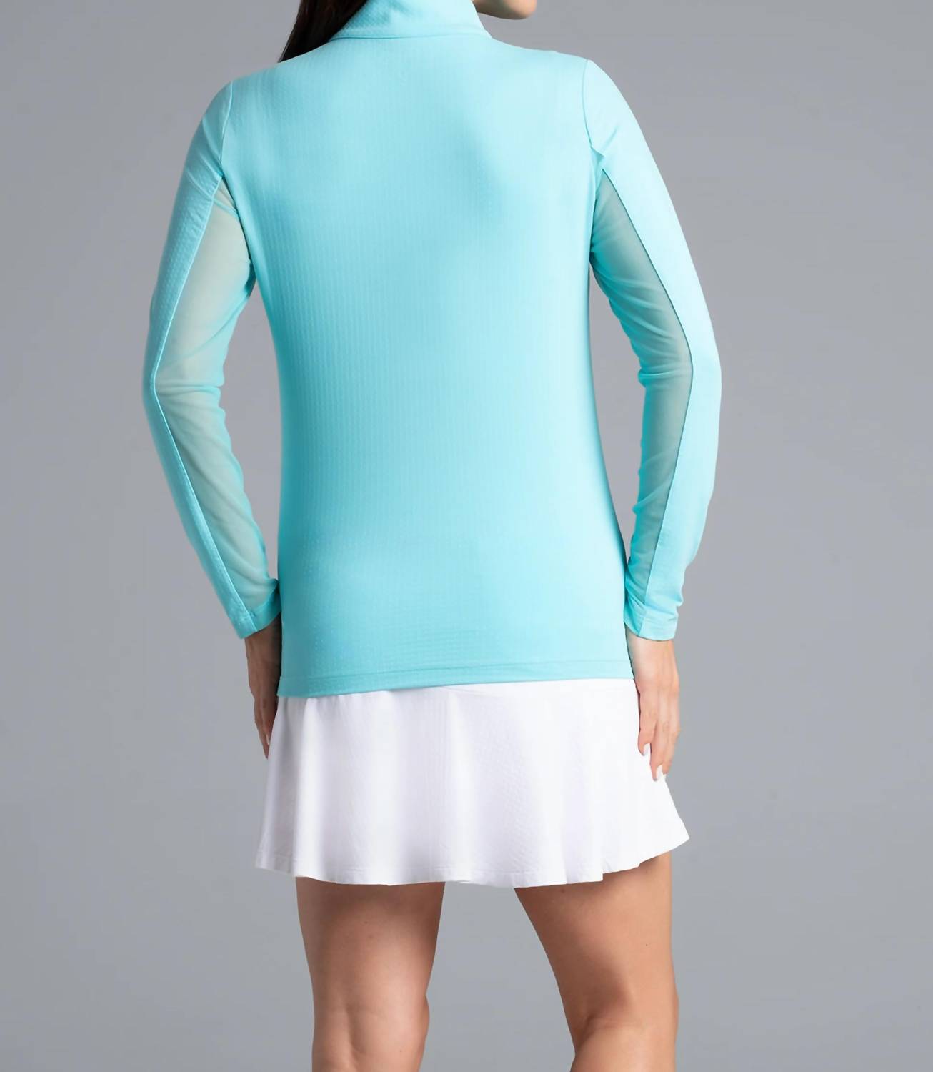 Ibkul - Solid Long Sleeve Mock Neck Top