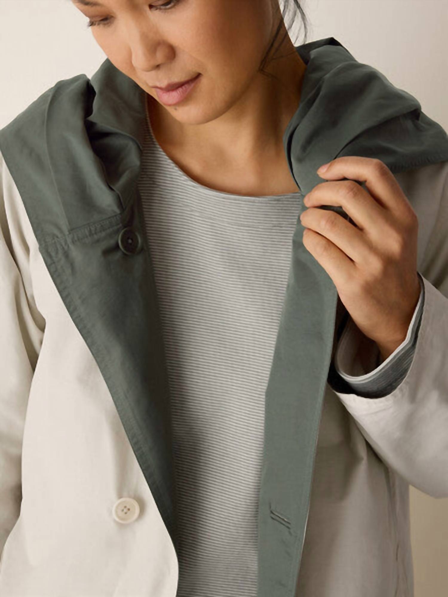 Eileen Fisher - Cotton Nylon Reversible Hooded Coat