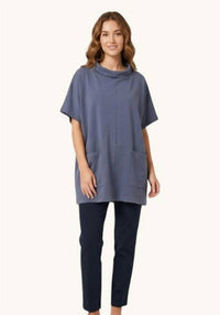 Pacific Cotton - Relaxed Fit Mock Neck Tunic Top