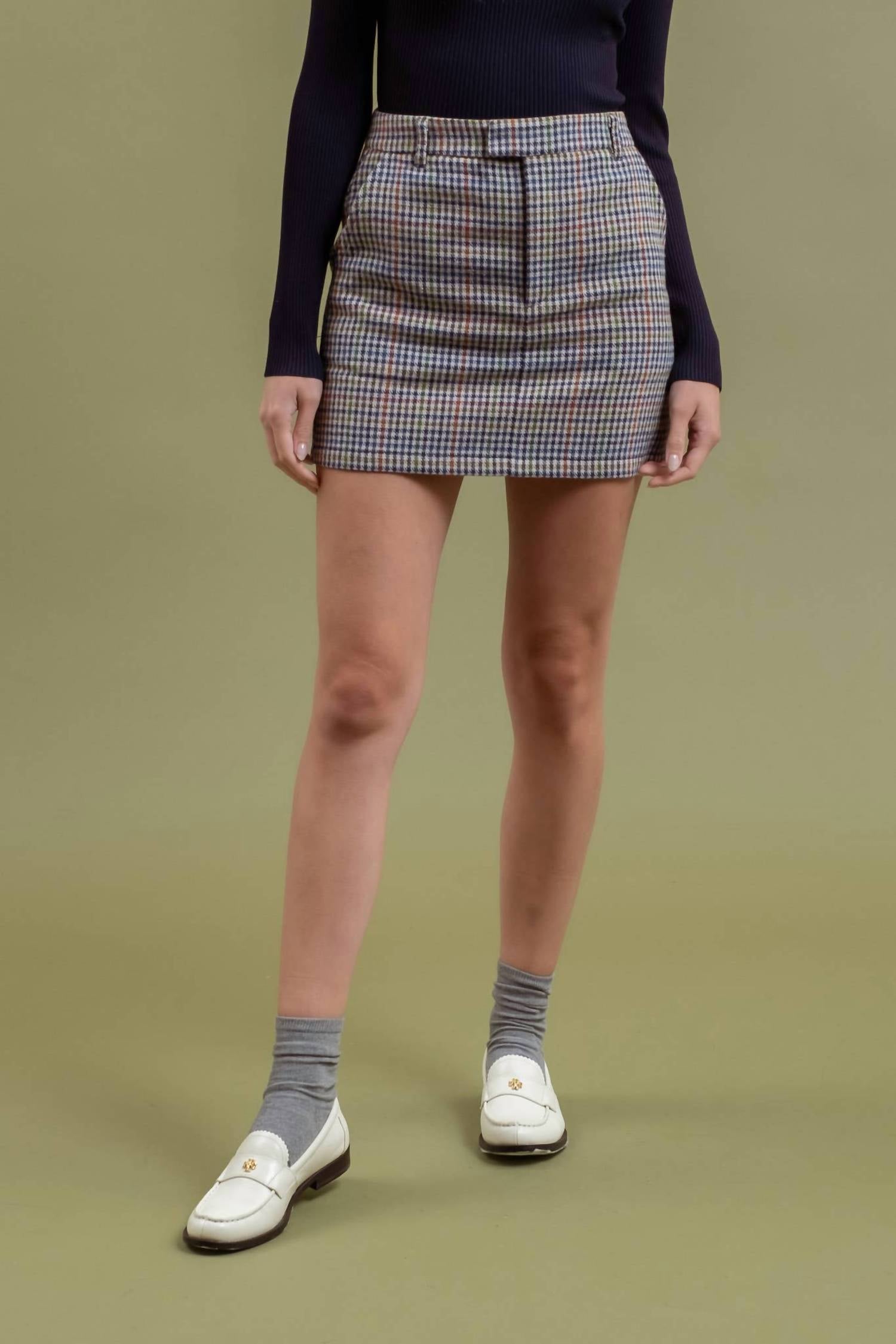The Workshop Studio - HIGH WAIST PLAID MINI SKIRT